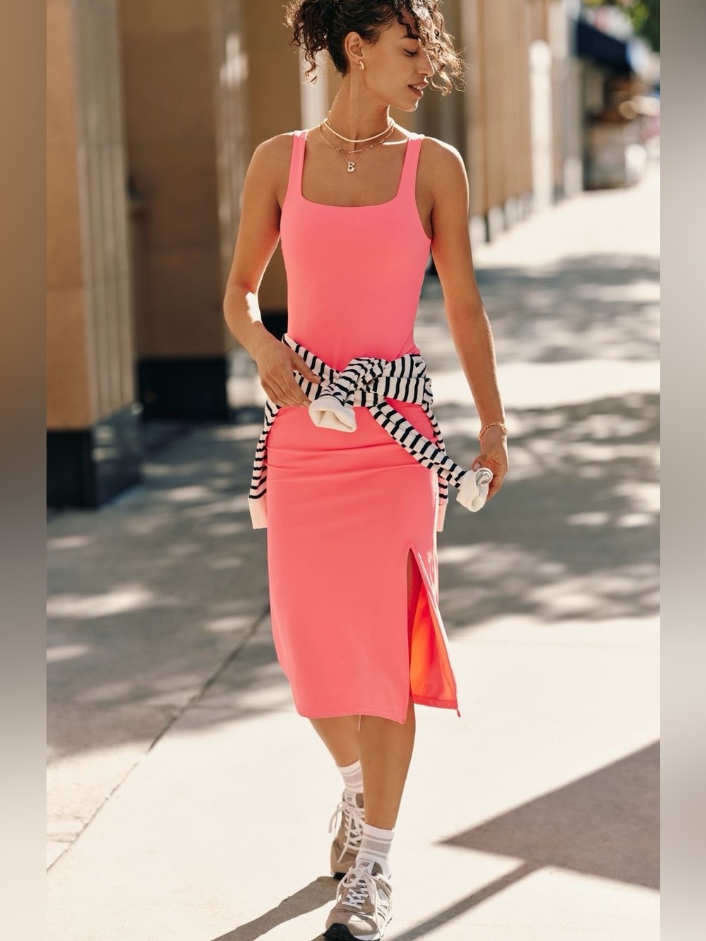 Daily Practice Sleeveless Scoop-Neck Slim Midi Dress